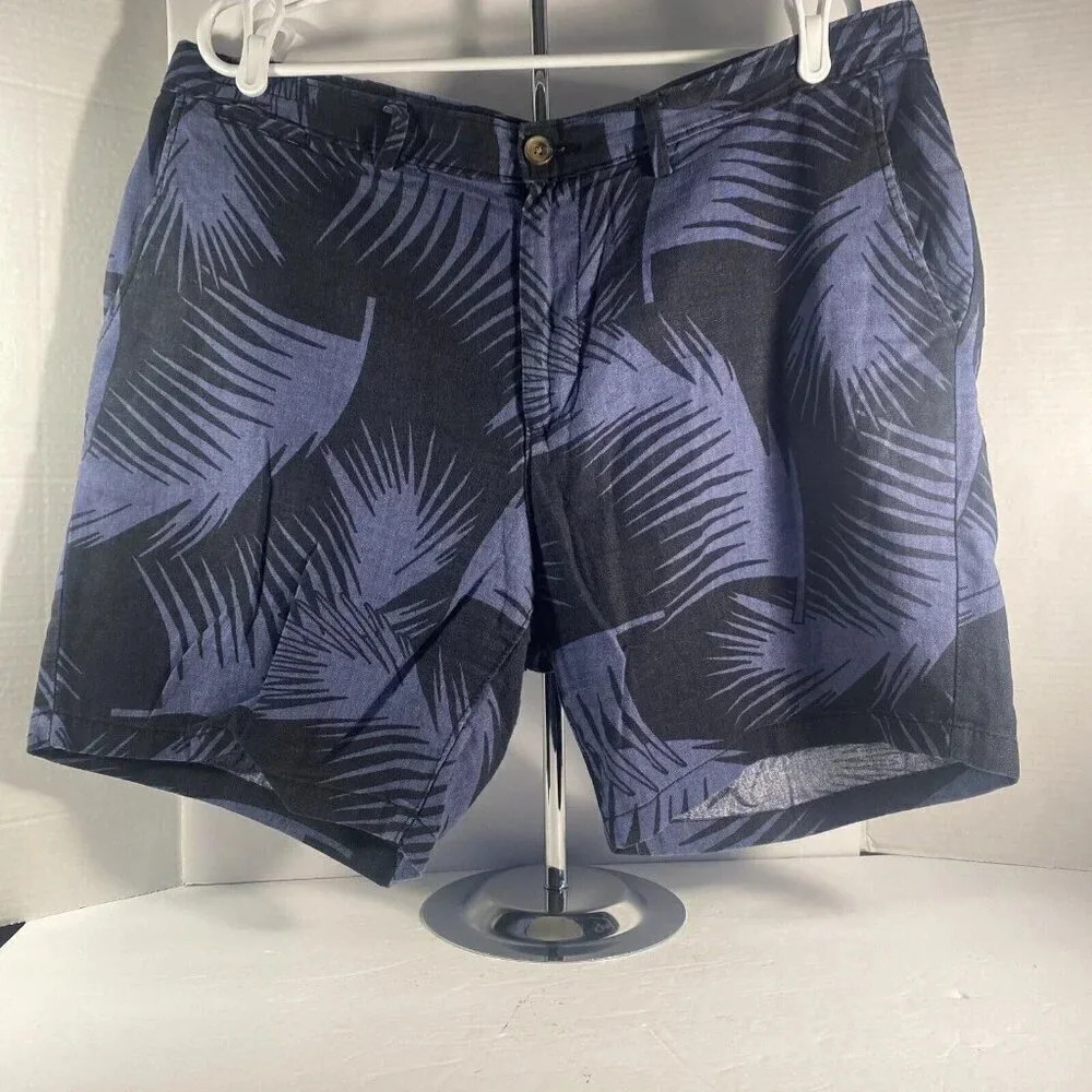 JOE FRESH Mens Flat Front Chino Hawaiian Shorts Sz 36 Blue Floral